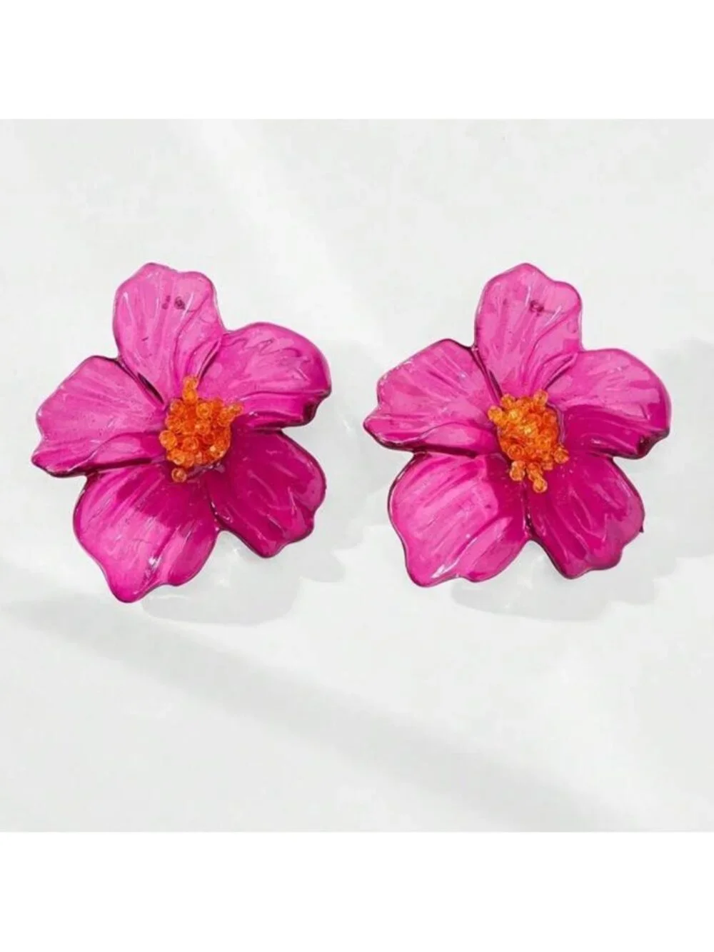 New! Zara Pink Flower Statement Earrings (3042) NWOT